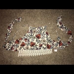 floral spaghetti strap backless crop top!